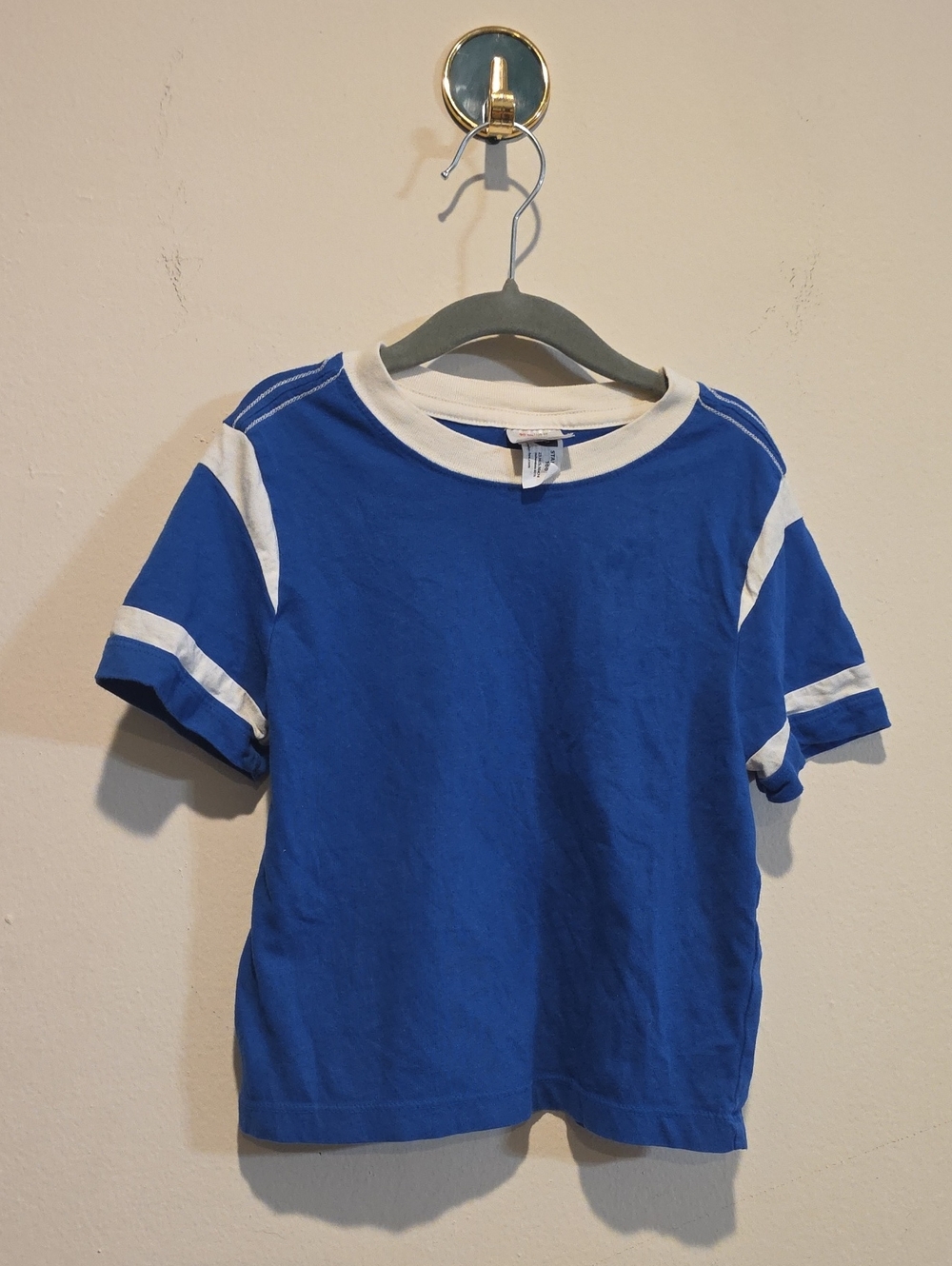 Hanna Andersson Blue and White Ringer Short Sleeve Tee